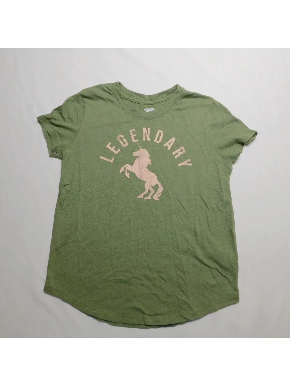 Old Navy Girls L 10-12 Green T Shirt Legendary Unicorn Pink Graphic Tee